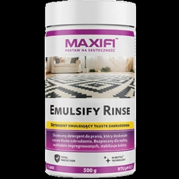MAXIFI Emulsify Rinse 500g Proszek do Prania Dywanów Wełnianych Tapicerek i Wykładzin Impregnowanych