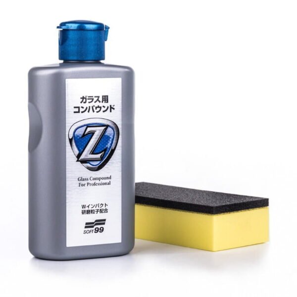 SOFT99 Glass Compound Z 100ml Innowacyjny Preparat do Czyszczenia Szyb Samochodowych + Gąbka - obrazek 2