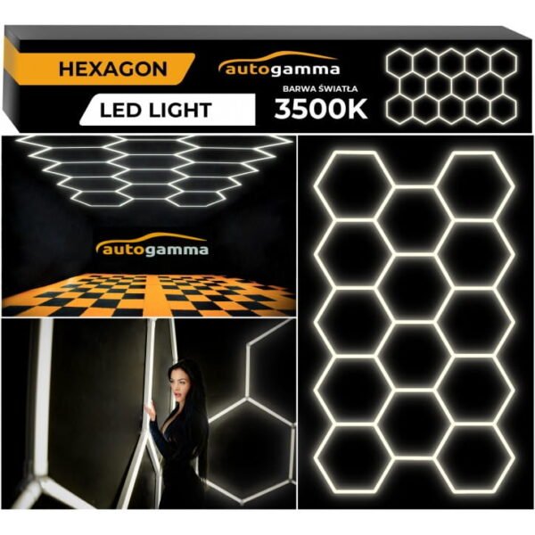 Modułowy System Oświetleniowy, Garażowo Warsztatowy, HEXAGON LED 297 X 515 Cm, 3500K