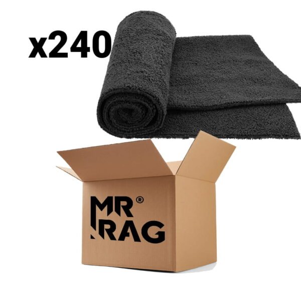 MR RAG 40x40cm BLACK edgeless 380GSM mikrofibra czarna bezszwowa 240 sztuk