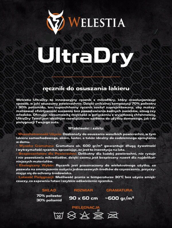 Welestia UltraDry 60x90 / 600gsm - Ręcznik do osuszania lakieru
